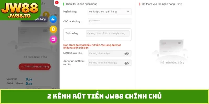 Rút Tiền JW88 - Hướng Dẫn Chuyển Vốn Về Thẻ Ngân Hàng, Ví Ảo
