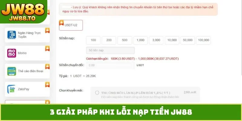 Nạp Tiền JW88 - Hướng Dẫn Chuyển Vốn Siêu Tốc An Toàn 100%