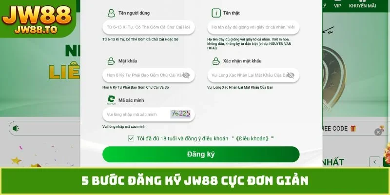Đăng Ký JW88 - Hướng Dẫn Trong 30 Giây Nhận Quà Tân Thủ