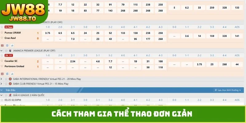 Thể Thao JW88 - Cơ Hội Vàng Để Chinh Phục Mọi Cửa Cược