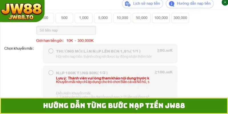 Nạp Tiền JW88 - Hướng Dẫn Chuyển Vốn Siêu Tốc An Toàn 100%