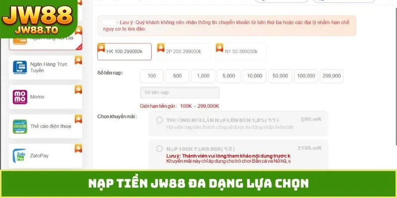 Nạp Tiền JW88 - Hướng Dẫn Chuyển Vốn Siêu Tốc An Toàn 100%